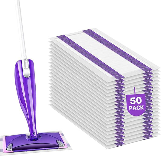Mop Pad Refills Compatible with Swiffer WetJet Spray Mop, Wet Jet Mopping Pads for All Purpose Multi Surface Hardwood Floor Cleaning, 4 Layers Thickened and Super Absorbent, 50 Count.