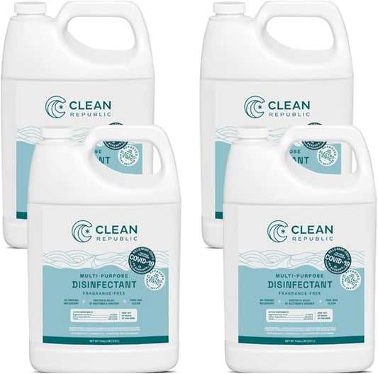 Clean Republic Multi-Purpose Disinfectant Cleaner, 1 Gallon Bottle, 4-Pack