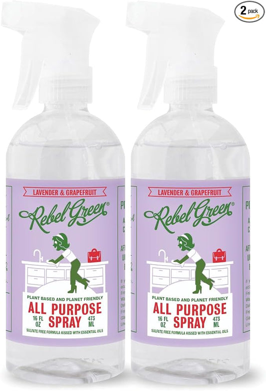 Rebel Green Natural All-Purpose Cleaning Spray - Essential Oil Multi-Surface Cleaner - Kid Safe, Pet Safe & Sustainable Cleaning Products