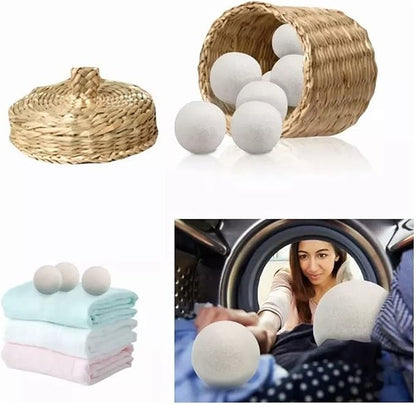 6pcs Wool Dryer Balls, Reusable Wool Laundry Balls Natural Fabric Softener Pet Hair Remover for Laundry for Speeding Up Dry Time