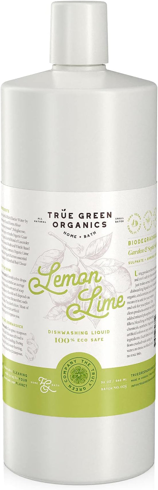 100% Organic Liquid Dish Soap & Dishwasher Detergent | Vegan | All Natural Green Dishwashing Formula | Baby Bottle Cleaner | Zero Toxic Chemicals | Hypoallergenic | Cruelty Free | Lemon Lime Scent