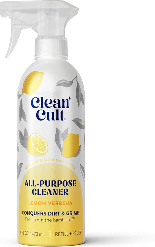 Cleancult - Lemon Verbena - All Purpose Cleaner - Refillable Aluminum Bottle - Cleaner Spray that Removes Dirty & Grime - 16 oz - 1 Pack