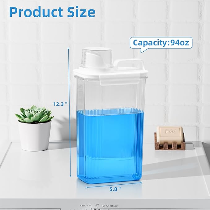 Laundry Detergent Dispenser for Laundry Room,94oz Fabric Softener Dispenser,Liquid Laundry Detergent Container,Laundry Detergent Organizer for Laundry Room Organization with 6 Labels,3 Pack
