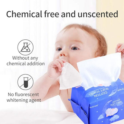 Dry Baby Wipes, Made of 100% cotton, Chemical-free Unscented, Ultra Absorbent Cotton, Wet and Dry Use Tissues for Baby Delicate Skin Clean, 600 count (pack of 6)
