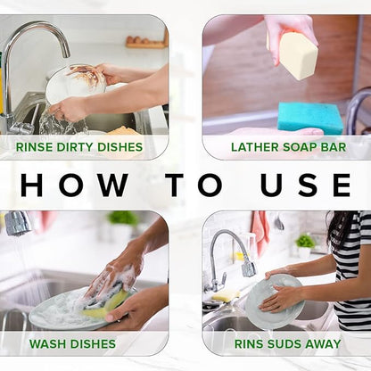 Natural Non-Toxic Dish Washing Block Soap - Dyes And Fragrance Free - Vegan Cruelty-Free Eco-Friendly And Zero Waste Dishwashing Handmade Solid Bar Soaps Detergent & Biodegradable (Lemon Pack Of 1)