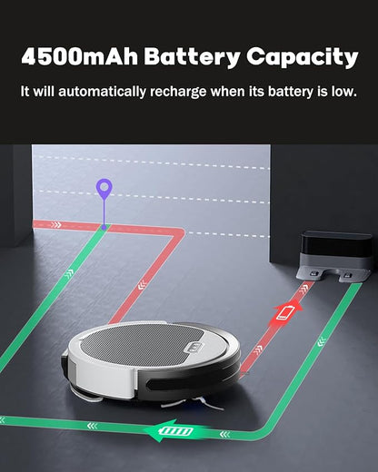 V3 2 in 1 Robot Vacuum and Mop Combo，5000Pa Suction, Works with 2.4G WiFi/Alexa/App/Remote Control, Schedule Cleaning, Automatic Self-Charging, Ideal for Pet Hair, Hard Floor and Carpet
