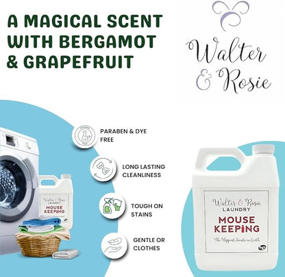 Walter & Rosie Mouse Keeping Luxury Detergent - Inspired Scent with Bergamot and Grapefruit - Cleans All Fabric Types - Ideal for Machine & Handwash - The Happiest Detergent on Earth - 64 Oz