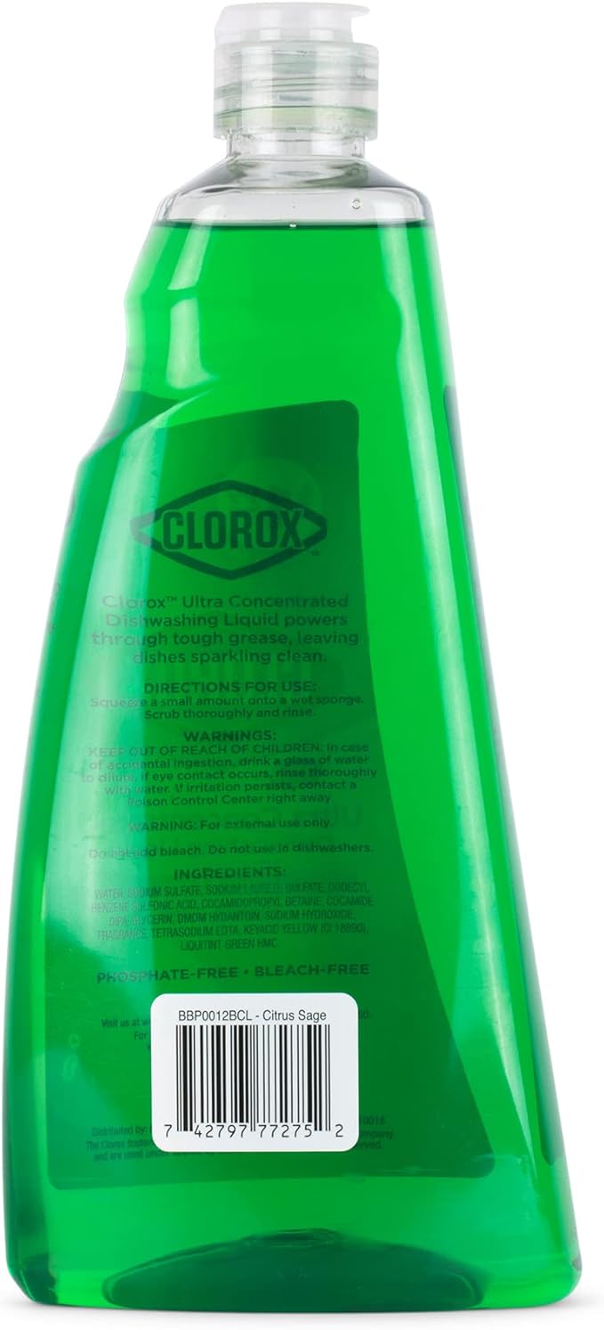 Clorox 409 Liquid Dish Soap - OXY Powered Dishwashing Liquid Cuts Through Tough Grease FAST | Bulk Dishwashing Liquid Soap in Citrus & Sage Scent, 26 Fl Oz (Pack of 6)