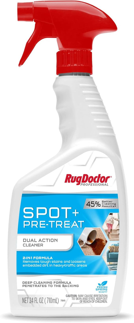 Rug Doctor Spot + Pretreat Dual Action Cleaner, 24 oz, Scientifically Formulated, Removes Tough Stains & Loosens Embedded Dirt, For Use On Soft Surfaces