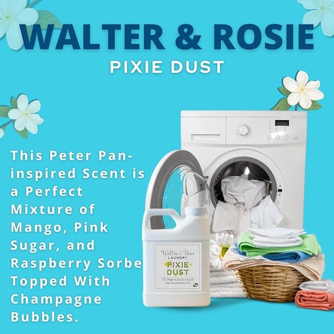 Walter & Rosie Pixie Dust Luxury Detergent - Inspired Scent with Green Notes & White Jasmine - Cleans All Fabric Types - Ideal for Machine & Handwash - The Happiest Detergent on Earth - 64 Oz