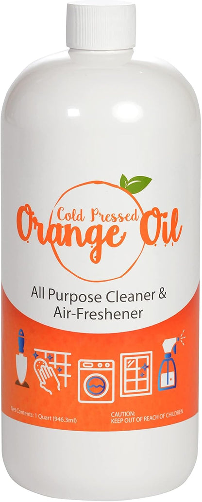 Premium Cold Pressed Orange Oil Concentrate- 32 oz (D-Limonene), Concentrated All-Natural Cold Pressed Orange Oil - Professional Grade All-Purpose Citrus Cleaner and Degreaser