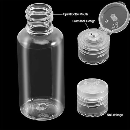 60 Pack 2oz / 60ml Clear Plastic Empty Bottles Bulk, Travel Bottles with Flip Cap, Portable Refillable Containers for Shampoo, Lotion, Liquid Body Soap, Cream, Toner