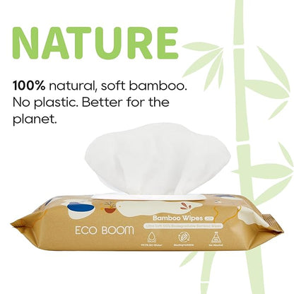 ECO BOOM Bamboo Viscose Wipes - Biodegradable, Fragrance-Free, Gentle Cleaning