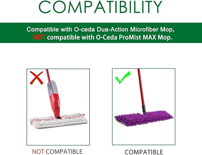 Diteje 4 Pack Replacement Mop Pads Washable Refill Heads Compatible with O-ceda Dua-Action Microfiber,Reusable Double Sided All Surface Cleaning for Dry Wet Use