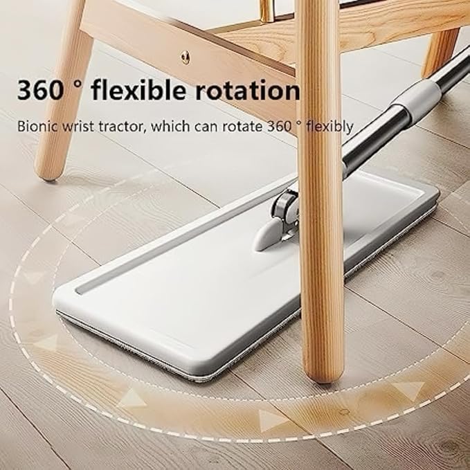 2 in 1 Mop & Bucket with Wringer Set - Clean Kitr, Hands Free Flat Floor Mop & Bucket, Washable Microfiber Pads Included, Wet & Dry Use, Home Floor Cleaning System