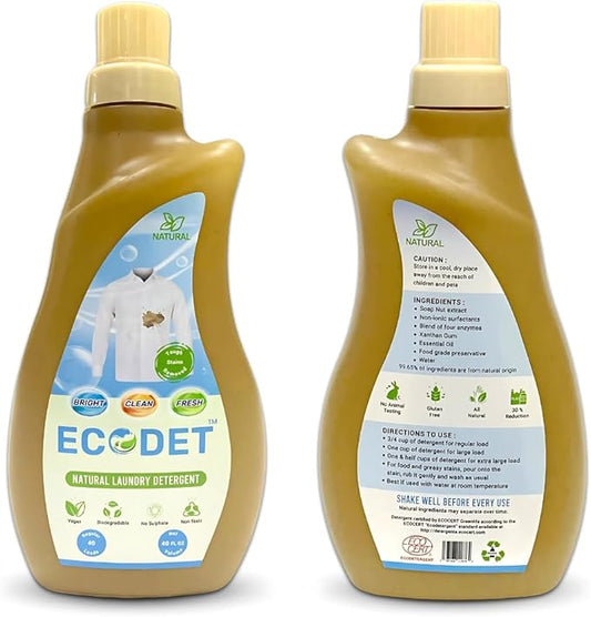 Natural Liquid Laundry Detergent | 40 Oz (Pack of 1) | Plant-Based Biodegradable Formula | HE Compatible | Odor & Stain Removal | Eco-Friendly, Safe for Kids & Pets | Sustainable Packaging