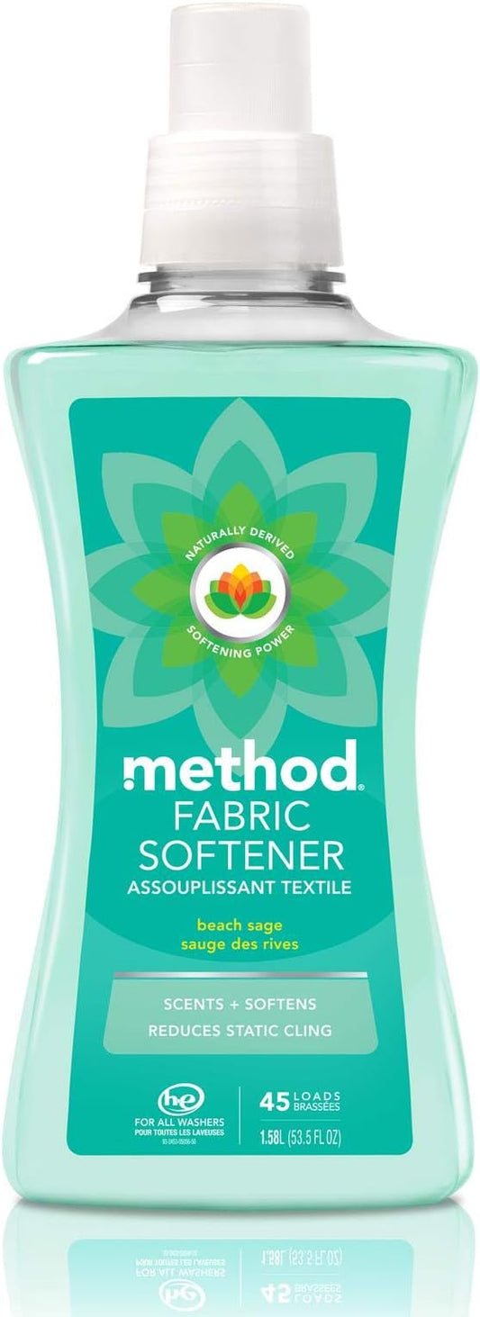 Method Fabric Softener; Beach Sage; 53.5 Ounces; 45 Loads; 1 pack; Packaging May Vary