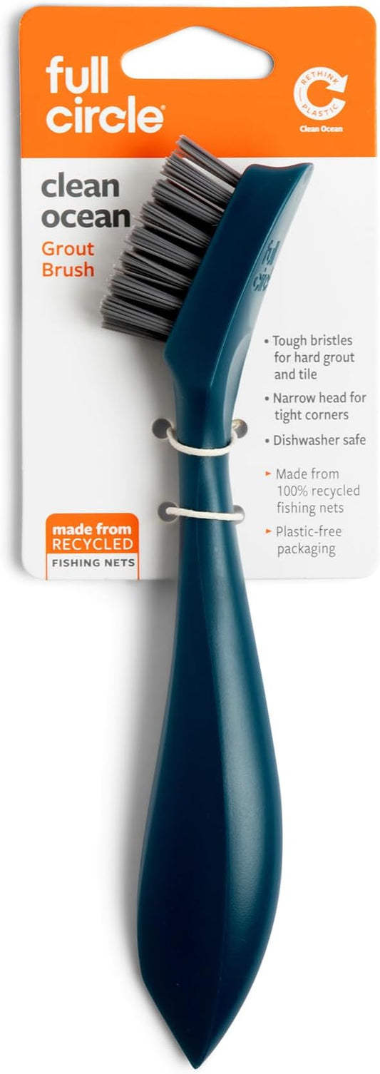 Full Circle Clean Ocean Grout & Tile Brush - Grout & Tile Scrub Brush for Shower, Bathroom, Kitchen & Household use. Made Out of 100% Recycled Fishing Nets. Dishwasher Safe