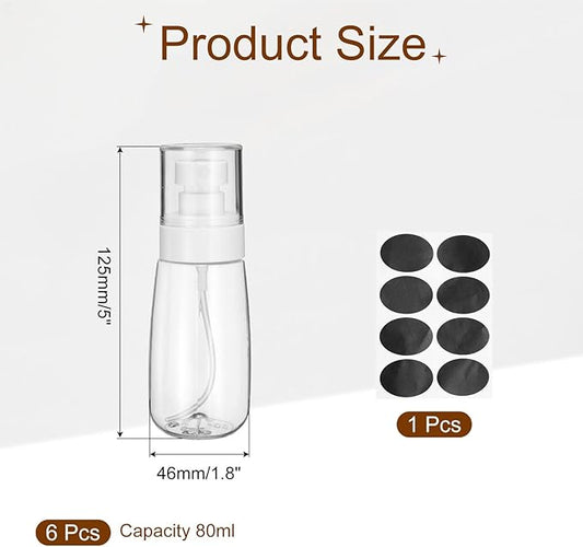 uxcell 6Pcs Small Spray Bottles, 100ml/3.4 oz Travel Size Spray Bottle Fine Mist Empty Refillable Travel Containers with Labels for Perfume Cosmetic Essential Oil (Clear)