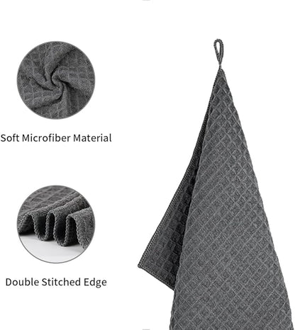 watchget Barista Micro Cloth 6 Pack, Microfiber Barista Cleaning Towels Microfiber Waffle Weave Kitchen Dish Cloth Coffee Bar Towel Coffee Machine Cleaning Cloth, Dark Grey(12"x12")
