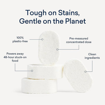 BLUELAND Dishwasher Detergent Tablets, 60 Count, Unscented 100% Plastic-Free Eco Friendly Dishwashing Pods, Natural, Sustainable