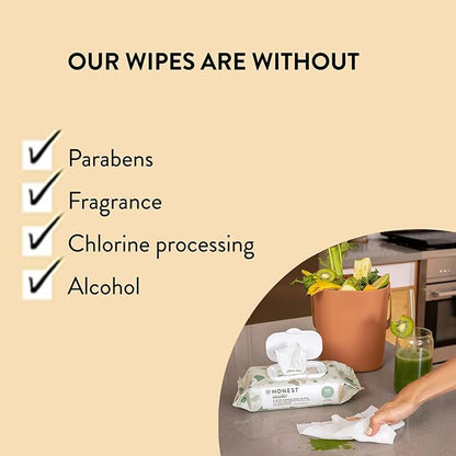 The Honest Company Clean Conscious Multi-Use Wipes | Hypoallergenic + Unscented for Sensitive Skin | Over 99% Water, Compostable, Plant Based, Baby Wipes | Rainbow, 60 Count