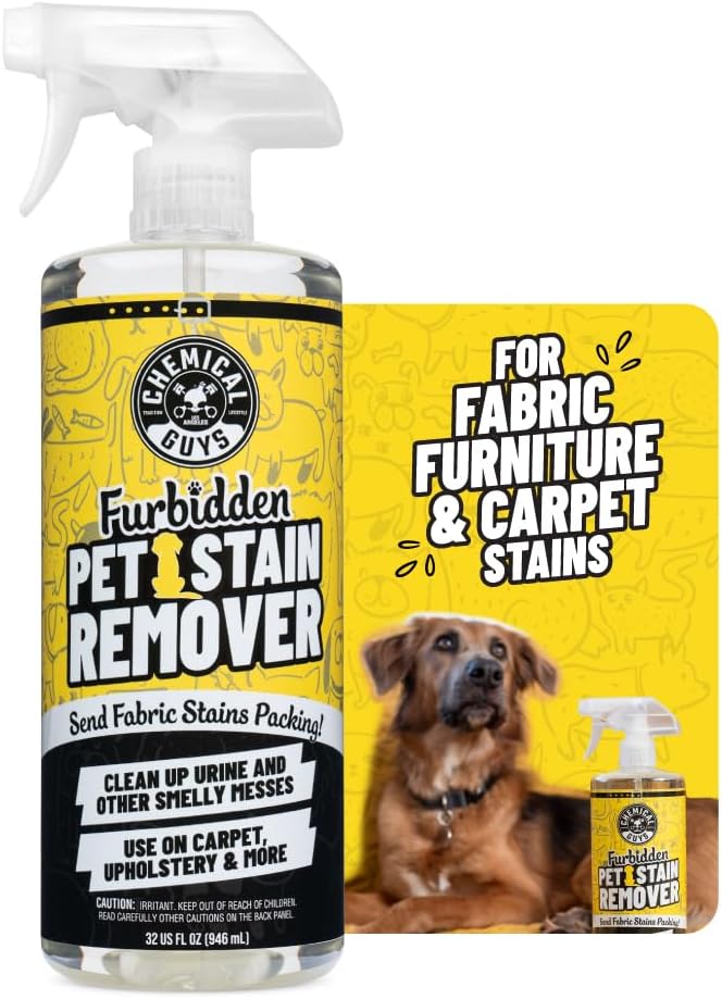 Chemical Guys Furbidden Pet Stain Remover For Car & Home, Carpet & Upholstery Cleaner, Eliminates Pet Odors & Stains From Urine & Vomit, Multi-Surface Pet Odor Neutralizer - From (32 Fl Oz)