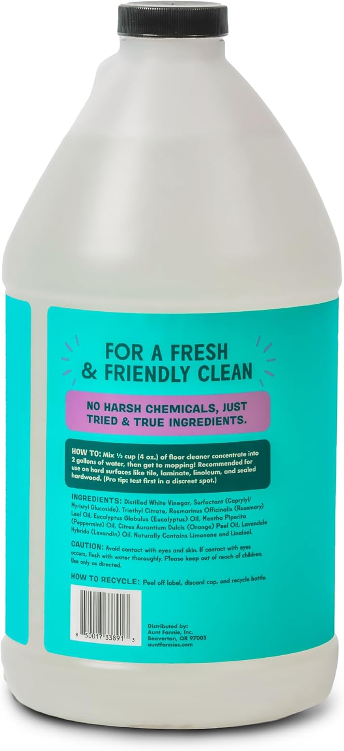 Aunt Fannie's Ultra Concentrated Floor Cleaner Vinegar Wash, Multi-Surface Floor Cleaner For Mopping, Value Size, Lavender Scent, 64 oz