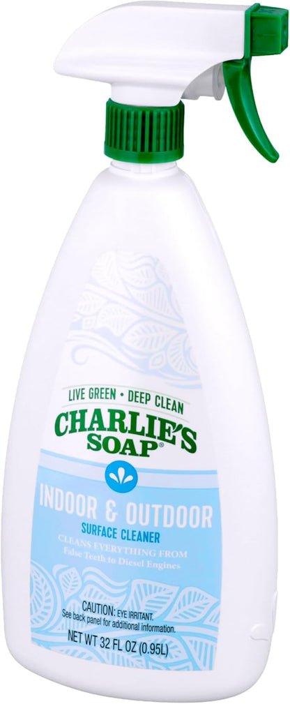 Charlie's Soap Indoor & Outdoor Surface Cleaner Refill Biodegradable Natural Outdoor Cleaning Spray – Safe for Indoor Use (32.00 Fl Oz (Pack of 2))