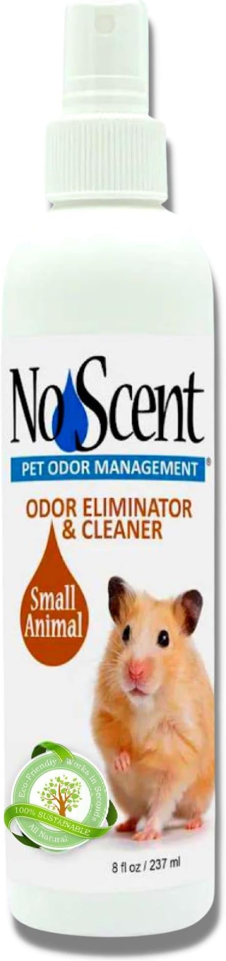 No Scent Small Animal Guinea Pig Cage Cleaner | Hamster & Rabbit Habitat Pet Odor Spray (8 Fl Oz / 237 mL)