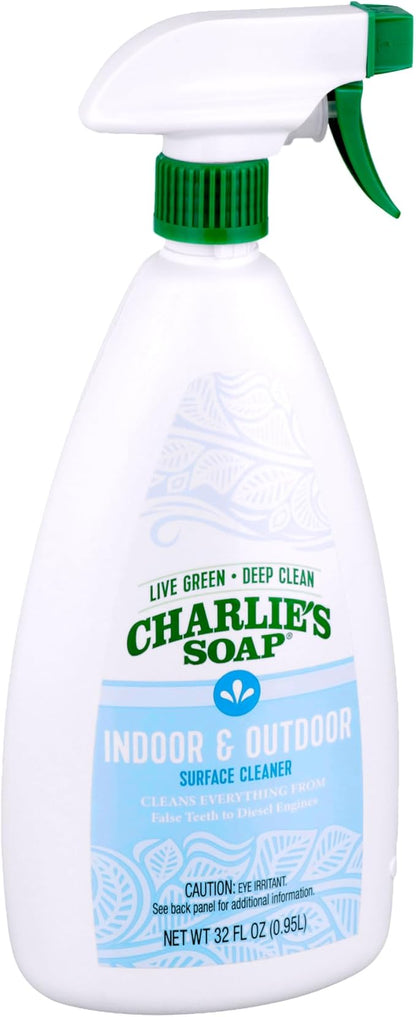 Charlie's Soap Indoor & Outdoor Surface Cleaner Refill Biodegradable Natural Outdoor Cleaning Spray – Safe for Indoor Use (32.00 Fl Oz (Pack of 2))