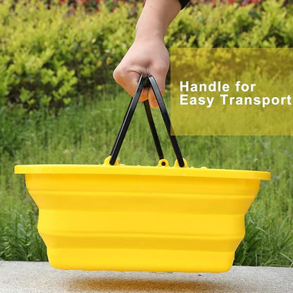 2 Pack Camping Collapsible Bucket with 3 Gal/12L, Foldable Wash Basin for Washing Dishes Yellow
