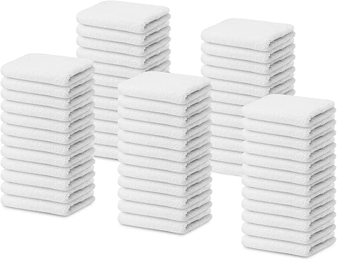 100% Cotton Terry Towel Cleaning Rags White 14'x17'|Pack of 60|Grade White Rags|Soft Large Cleaning Rags|Super Absorbent|Quick Dry|Multipurpose Towels|Restaurant Towels|Reusable Shop Rags