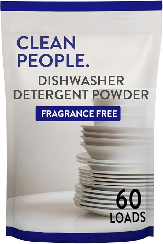 The Clean People Dishwasher Detergent Powder | Cuts Grease and Rinses Sparkling Clean | Residue-Free | Fragrance Free and Unscented, 60 Loads