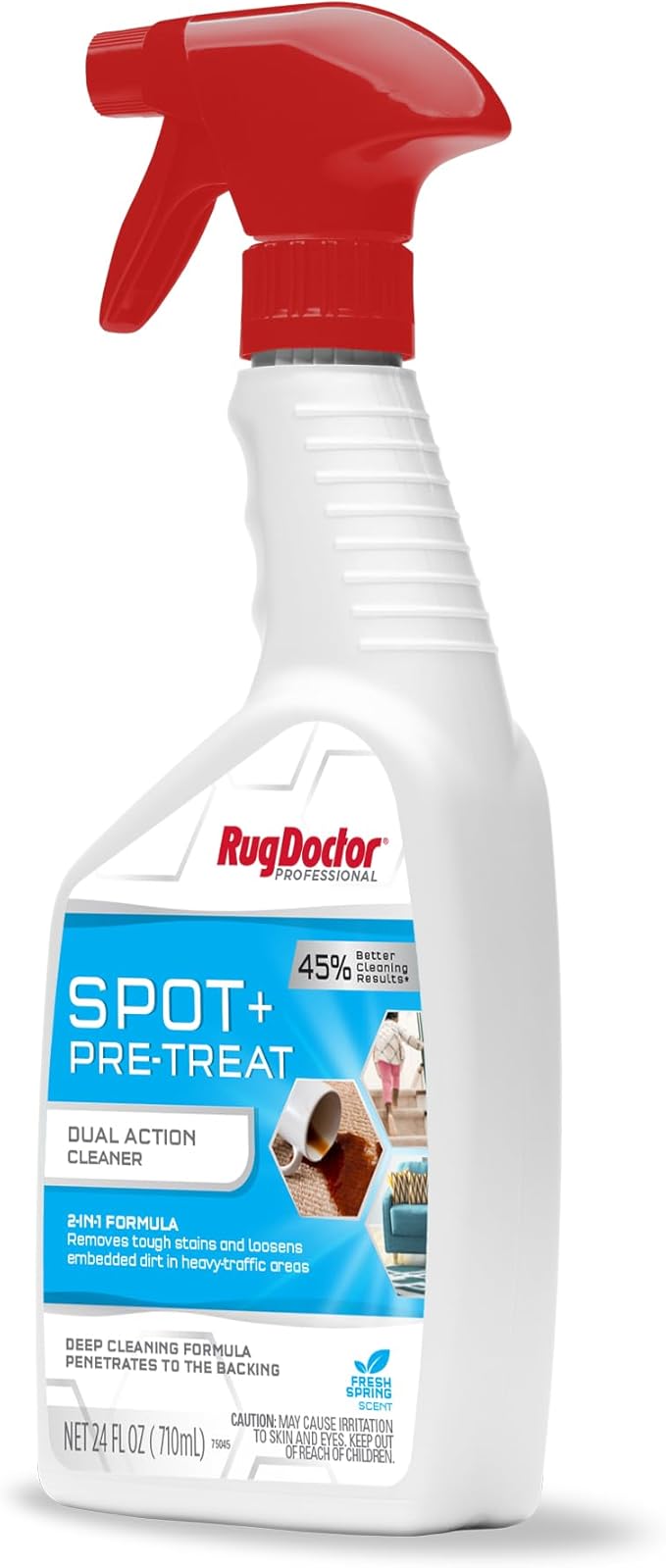 Rug Doctor Spot + Pretreat Dual Action Cleaner, 24 oz, Scientifically Formulated, Removes Tough Stains & Loosens Embedded Dirt, For Use On Soft Surfaces