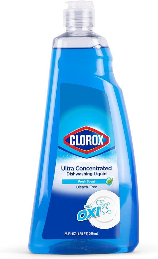 Clorox Liquid Dish Soap | OXY Powered Dishwashing Liquid Cuts Through Tough Grease FAST | Quick Rinsing formula Washes Away Germs | A Powerful Clean You Can Trust, Fresh Scent, 6-Pack