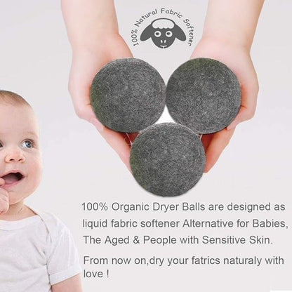 Wool Dryer Balls Dark Grey XL 6-Pack, 100% New Zealand Organic Fabric Softener for 1000+ Loads, Baby Safe & Hypoallergenic, Reduce Wrinkles & Shorten Drying Time Naturally (6pcs Grey-XL)