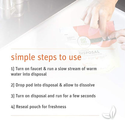 Grab Green Garbage Disposal Freshener and Cleaner Pods, 48 Count, Tangerine Lemongrass Scent, Plant and Mineral Based, Removes Odors, Loosens Grime, Prevents Clogging
