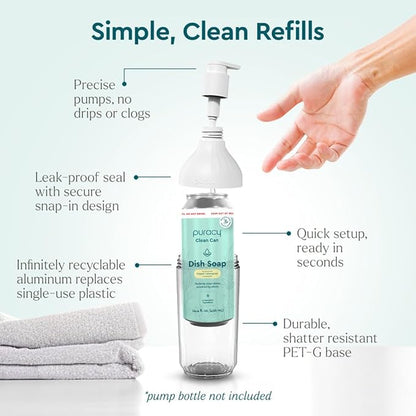 Puracy Natural Dish Soap Clean Can Refill - Plant-Based Dishwashing Soap, Non-Toxic Dish Soap, Natural Liquid Dishwashing Detergent Soap As Seen on TikTok (Organic Lemongrass, 14.4 fl oz, 3 Pack)