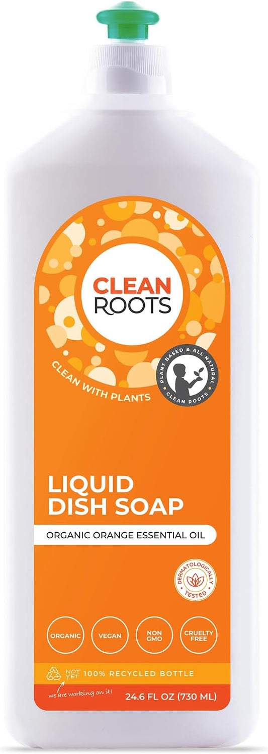 Liquid Dish Soap, EcoGarantie Certified 100% Organic & Natural Ingredients, Dermatologically Tested & Approved, Scented with Organic Orange Essential Oil, Pack of Three 24.6 fl oz (750 mL)