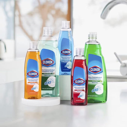 Clorox Ultra Concentrated Dishwashing Liquid Dish Soap with Oxi, Fresh Scent - Bleach Free Dish Washing Soap for Kitchen Dishes for Cleaning Grease, Dish Detegent Liquid Squeeze Bottle, 26 Fl Oz