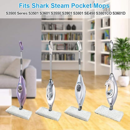 Fushing 6Pcs Steam Mop Pads, Washable Microfiber Cleaning Steamer Replacement Pads for Shark Steam Mop S3501 S3601 S2902 S3901 S3550 S3601D S3801 S3801CO SE450 S2901