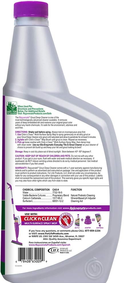 Rejuvenate Grout Deep Cleaner Cleaning Formula Instantly Removes Years of Dirt Build-Up to Restore Grout to the Original Color (32 fl oz x 2 Pack)