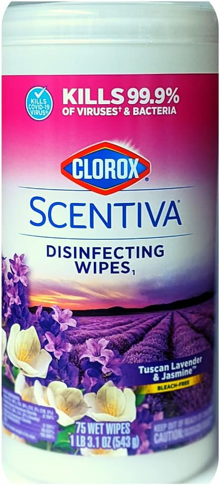 Clorox Disinfecting Multi-Surface Cleaner Spray & Disinfecting Wipes, Tuscan Lavender & Jasmine Scent - Bundle of 2 Items