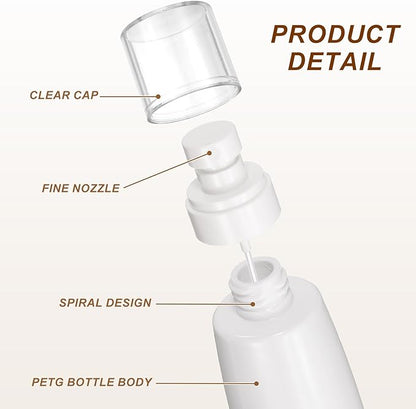 uxcell 6Pcs Small Spray Bottles, 100ml/3.4 oz Travel Size Spray Bottle Fine Mist Empty Refillable Travel Containers with Labels for Perfume Cosmetic Essential Oil (White/Clear)