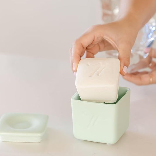 Nellie's Dish Butter - Zero-Waste Alternative to Liquid Dish Soap with Reusable Ceramic Container (Green) - Light Lemongrass Scent - Plastic-Free and Planet-Friendly Dishwashing - (Made in Canada)