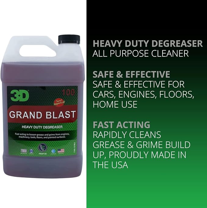 3D Grand Blast Engine Degreaser – Heavy Duty Biodegradable Cleaner for Engines, Wheels, Exhausts & More – Fast-Acting, Non-Staining – Made in USA – 1 Gallon
