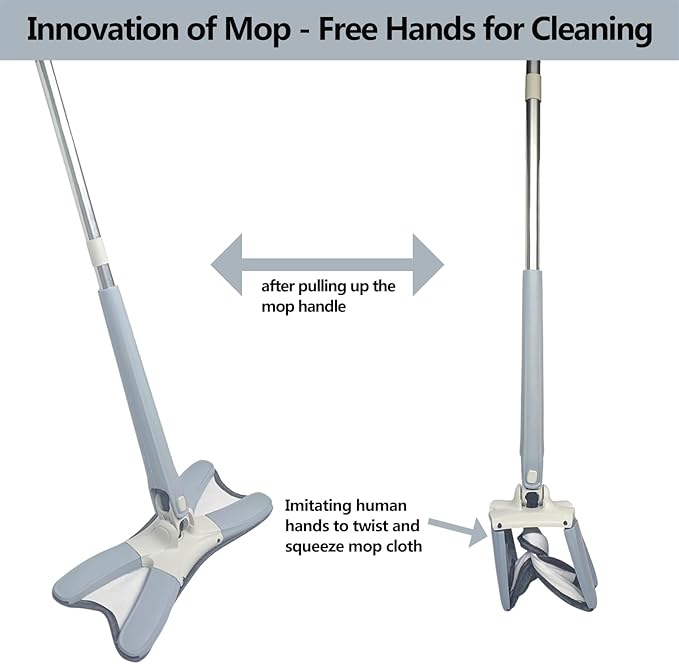 Household Dust Mop Washable Dust Mops for Floors Convenient Wet Mopping Innovative Dust Mops for Hardwood Floors Microfiber Wet Mop Pads Wet Dry Dual-Use Mop (Grey)