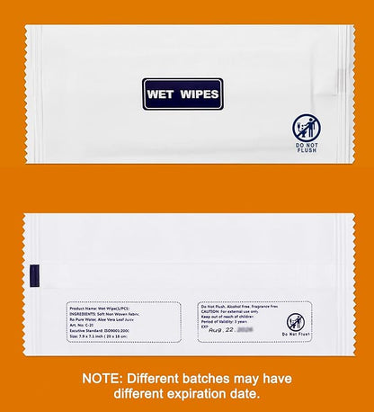 200 Pack Wet Wipes Individually Wrapped, Individual Hand Wipes, Unscented Travel Wipes, Clean Hands Quickly, Wet Wipes Bulk for Homeless, Suitable for Restaurant, Wedding, Barbecue, Blue
