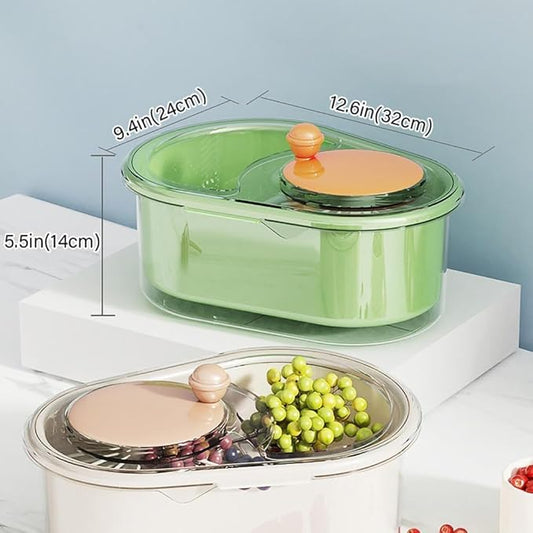 2025 New Fruit Cleaner Spinner, Large Multifunctional Vegetable Washer Bowl with Brush, Fruit Scrubber for Home Kitchen (Green)